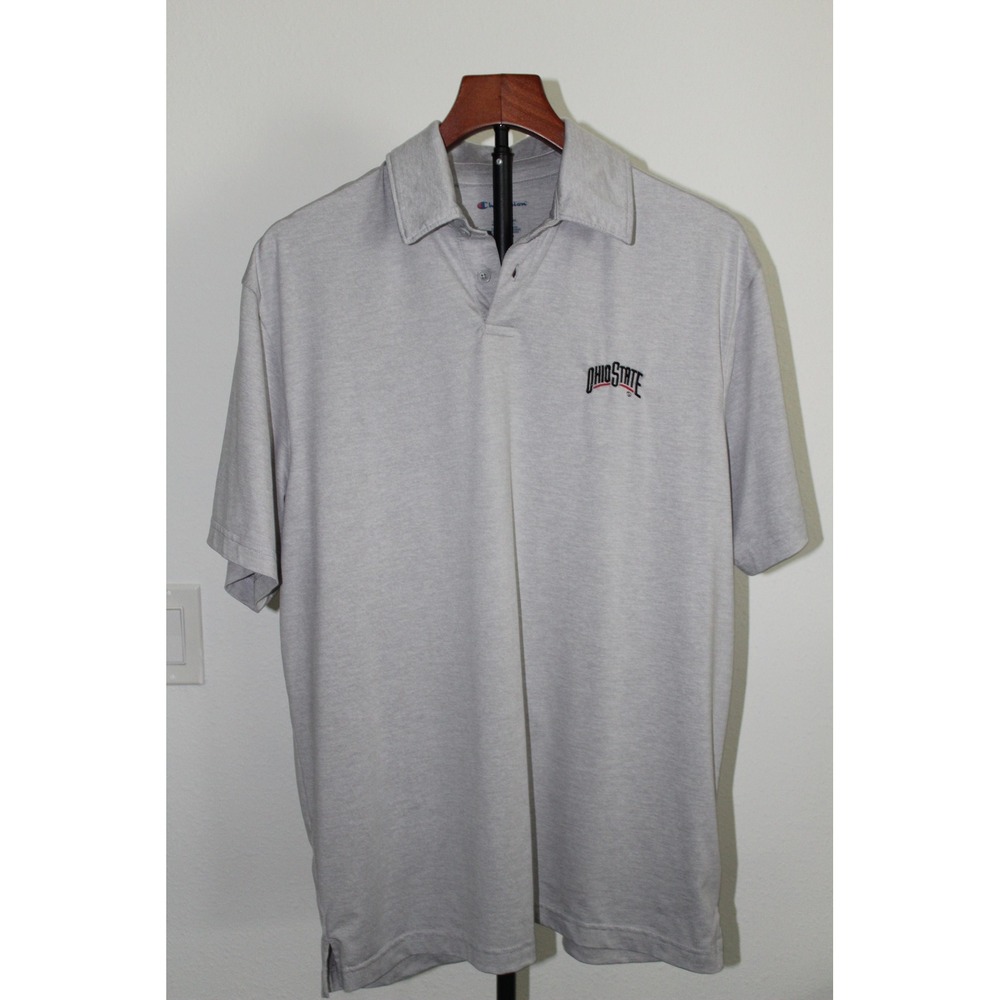 Champion Ohio State Buckeyes Mens Gray‎ Short Sleeve Polo Shirt Size M NCAA OSU
